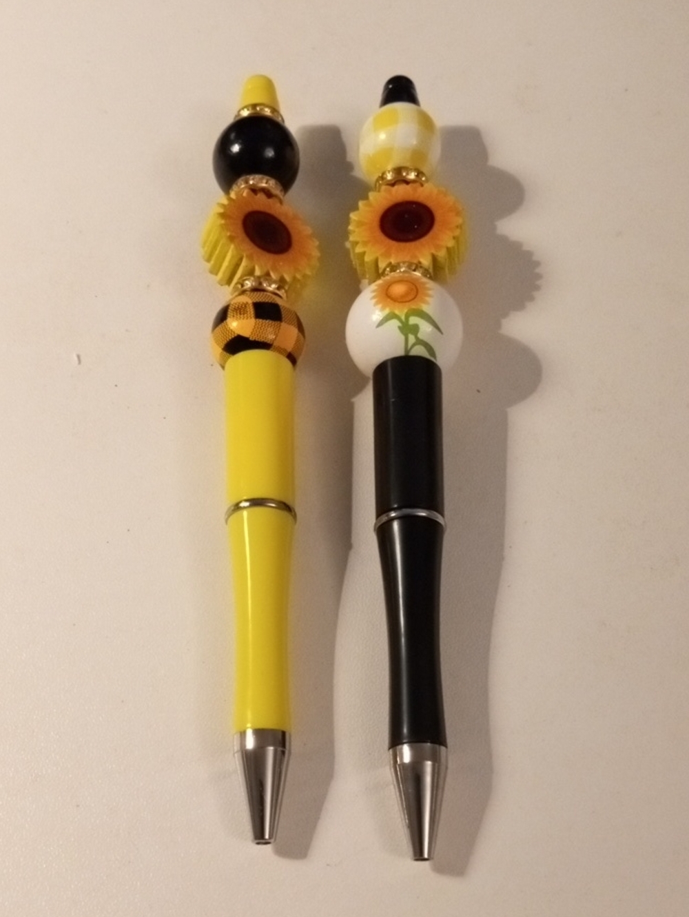 Bundle Of 3 Sunflower Beaded Ballpoint Pens - Yellow & Black